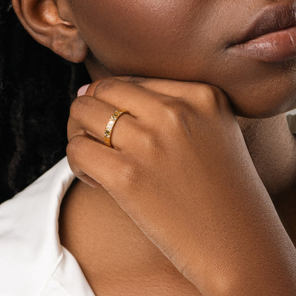 Anello Geometria Preziosa, bagno in oro 18k – dettaglio