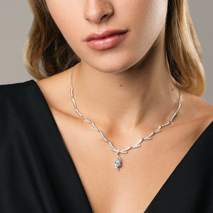 Collana Lumen Astra, bagno di rodio – dettaglio