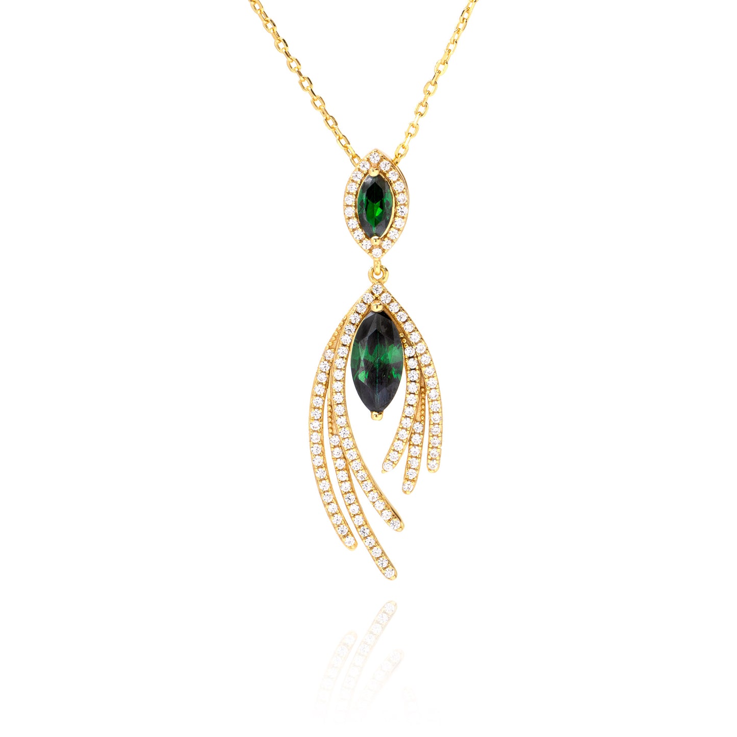 Pendente Verde Abbraccio, bagno in oro 18k – vista prodotto