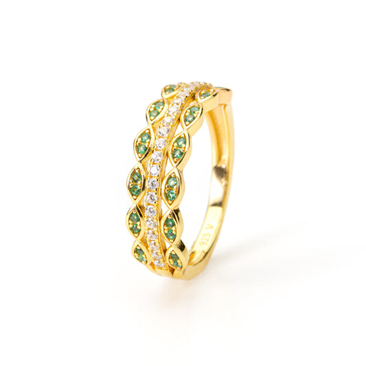 Anello Vento di Smeraldo, bagno in oro 18k – vista prodotto